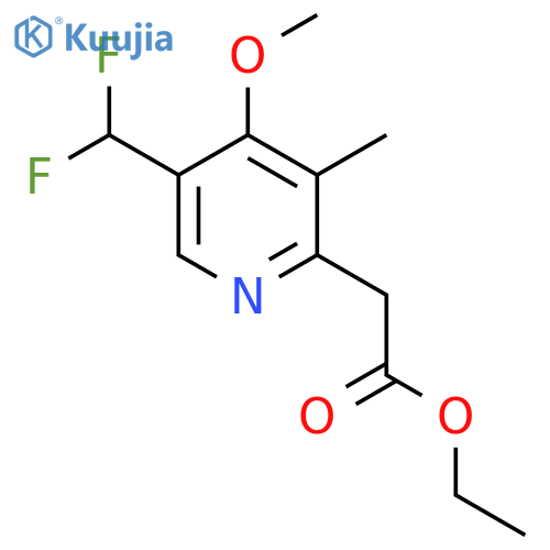 Ethyl 5-(difluoromethyl)-4-methoxy-3-methylpyridine-2-acetate structure