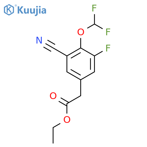 Ethyl 3-cyano-4-difluoromethoxy-5-fluorophenylacetate structure