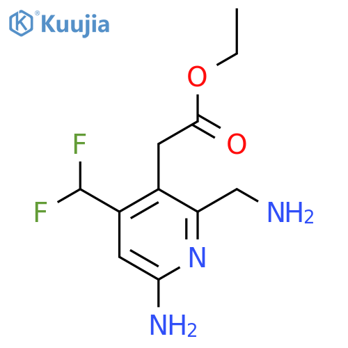Ethyl 6-amino-2-(aminomethyl)-4-(difluoromethyl)pyridine-3-acetate structure