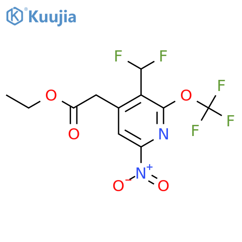 Ethyl 3-(difluoromethyl)-6-nitro-2-(trifluoromethoxy)pyridine-4-acetate structure