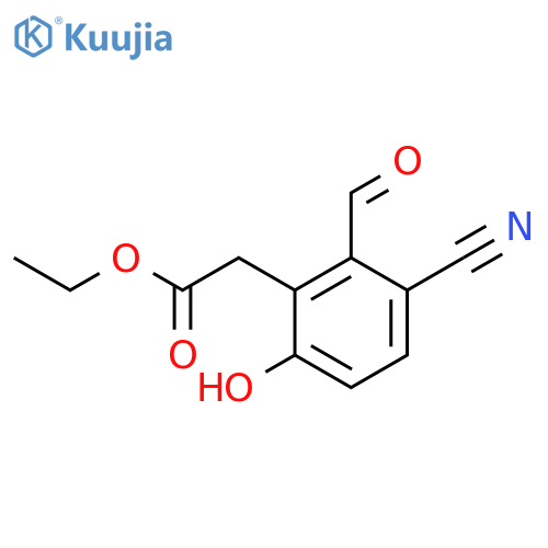 Ethyl 3-cyano-2-formyl-6-hydroxyphenylacetate structure