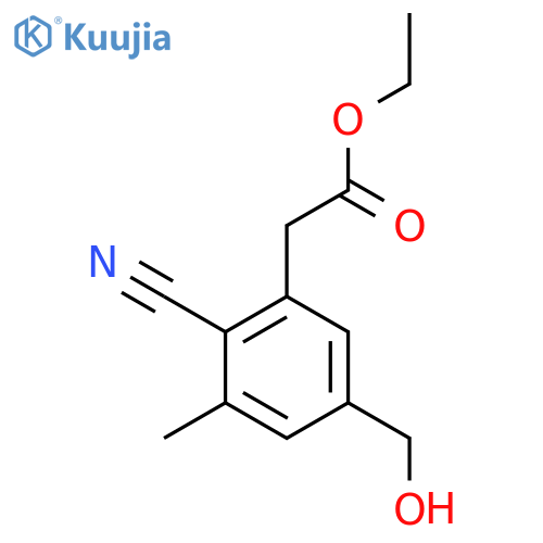 Ethyl 2-cyano-5-hydroxymethyl-3-methylphenylacetate structure