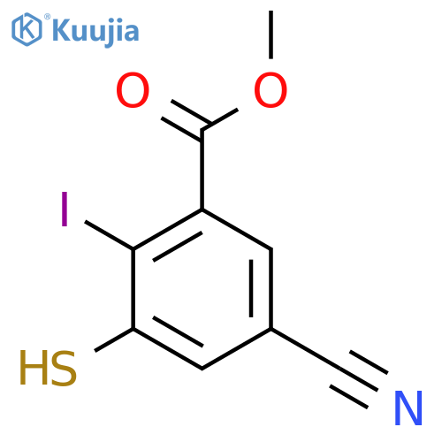 Methyl 5-cyano-2-iodo-3-mercaptobenzoate structure