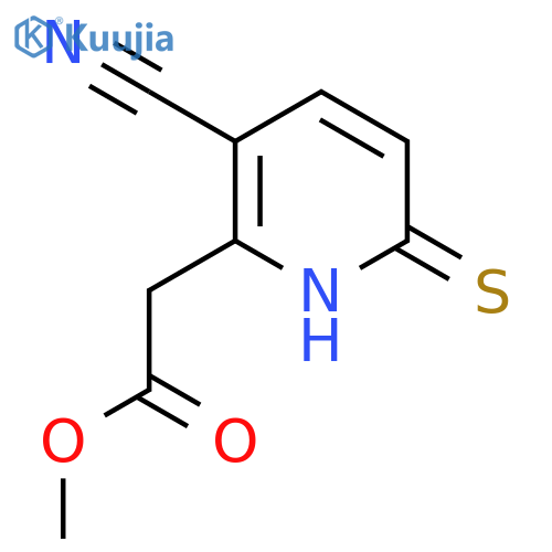 Methyl 3-cyano-6-mercaptopyridine-2-acetate structure