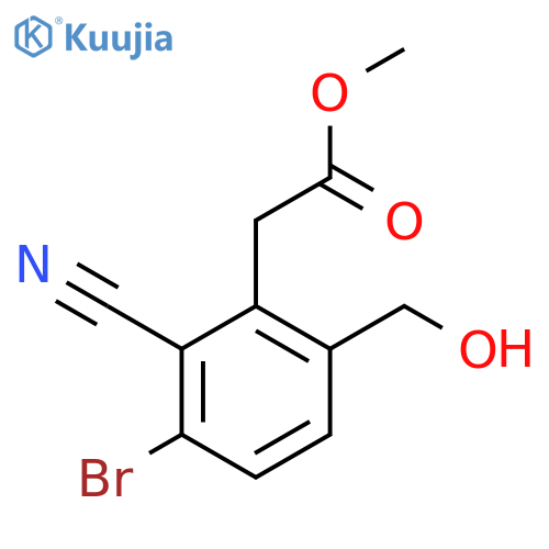 Methyl 3-bromo-2-cyano-6-(hydroxymethyl)phenylacetate structure