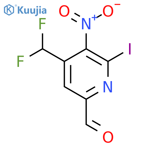 4-(Difluoromethyl)-2-iodo-3-nitropyridine-6-carboxaldehyde structure