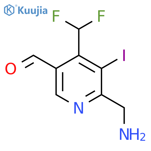 2-(Aminomethyl)-4-(difluoromethyl)-3-iodopyridine-5-carboxaldehyde structure