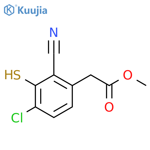 Methyl 4-chloro-2-cyano-3-mercaptophenylacetate structure