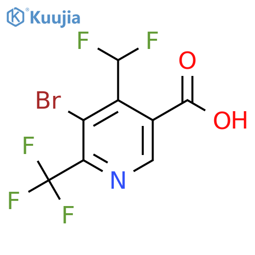 3-Bromo-4-(difluoromethyl)-2-(trifluoromethyl)pyridine-5-carboxylic acid structure