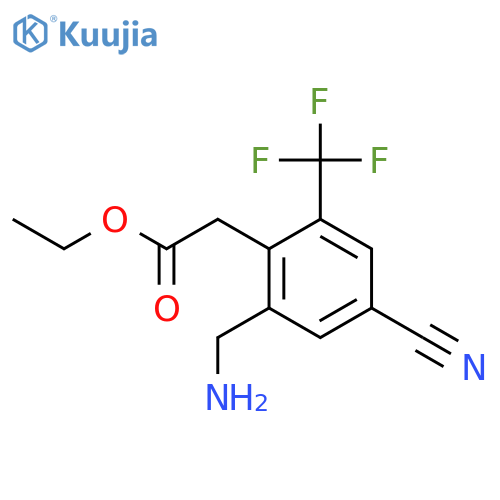 Ethyl 2-aminomethyl-4-cyano-6-(trifluoromethyl)phenylacetate structure