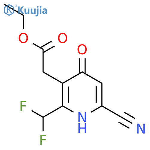 Ethyl 6-cyano-2-(difluoromethyl)-4-hydroxypyridine-3-acetate structure
