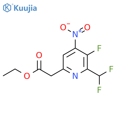 Ethyl 2-(difluoromethyl)-3-fluoro-4-nitropyridine-6-acetate structure