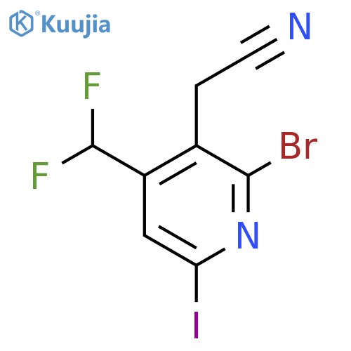 2-Bromo-4-(difluoromethyl)-6-iodopyridine-3-acetonitrile structure