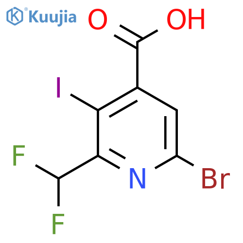 6-Bromo-2-(difluoromethyl)-3-iodopyridine-4-carboxylic acid structure