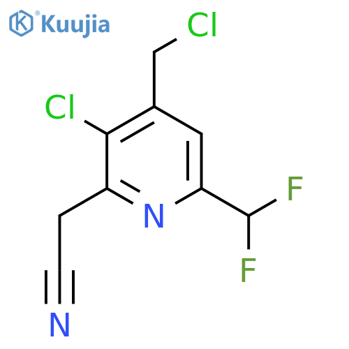 3-Chloro-4-(chloromethyl)-6-(difluoromethyl)pyridine-2-acetonitrile structure