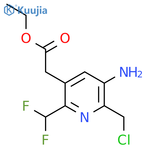Ethyl 3-amino-2-(chloromethyl)-6-(difluoromethyl)pyridine-5-acetate structure