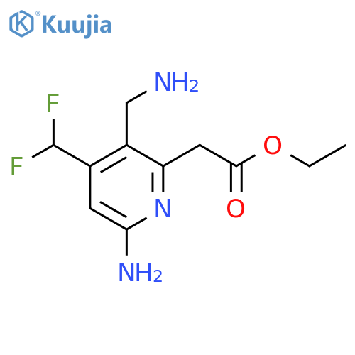 Ethyl 6-amino-3-(aminomethyl)-4-(difluoromethyl)pyridine-2-acetate structure