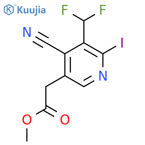 Methyl 4-cyano-3-(difluoromethyl)-2-iodopyridine-5-acetate structure