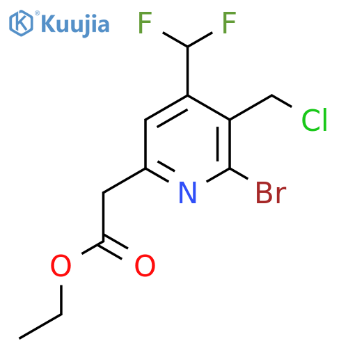 Ethyl 2-bromo-3-(chloromethyl)-4-(difluoromethyl)pyridine-6-acetate structure