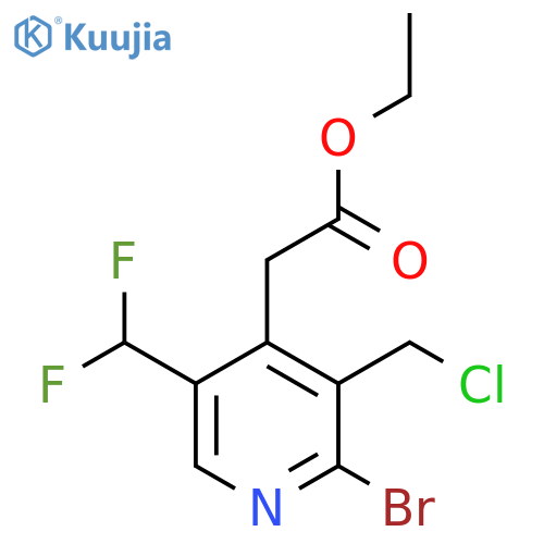 Ethyl 2-bromo-3-(chloromethyl)-5-(difluoromethyl)pyridine-4-acetate structure