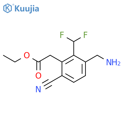 Ethyl 3-aminomethyl-6-cyano-2-(difluoromethyl)phenylacetate structure