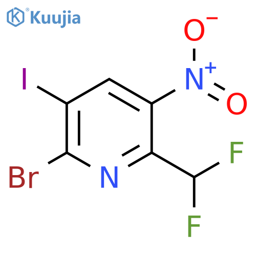 2-Bromo-6-(difluoromethyl)-3-iodo-5-nitropyridine structure