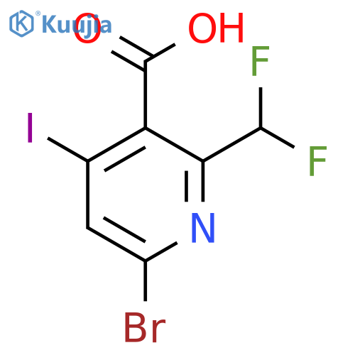6-Bromo-2-(difluoromethyl)-4-iodopyridine-3-carboxylic acid structure