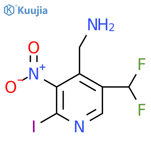 4-(Aminomethyl)-5-(difluoromethyl)-2-iodo-3-nitropyridine structure