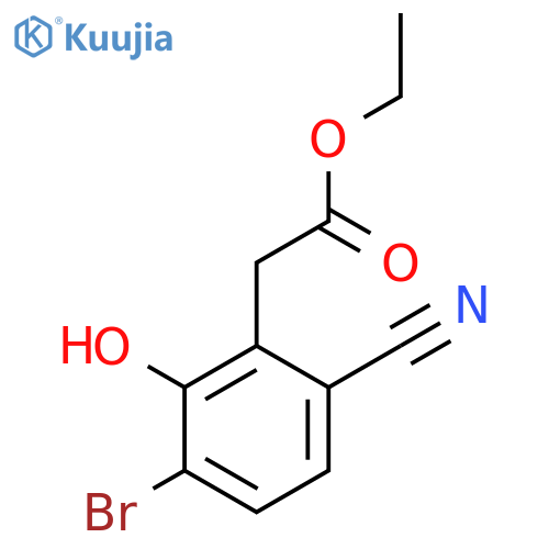 Ethyl 3-bromo-6-cyano-2-hydroxyphenylacetate structure