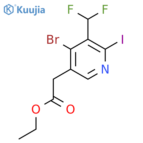 Ethyl 4-bromo-3-(difluoromethyl)-2-iodopyridine-5-acetate structure