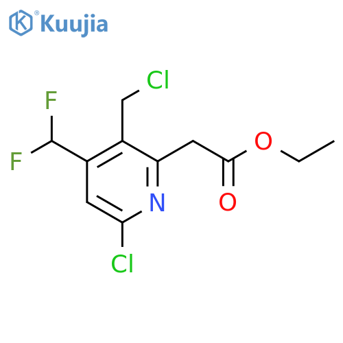 Ethyl 6-chloro-3-(chloromethyl)-4-(difluoromethyl)pyridine-2-acetate structure