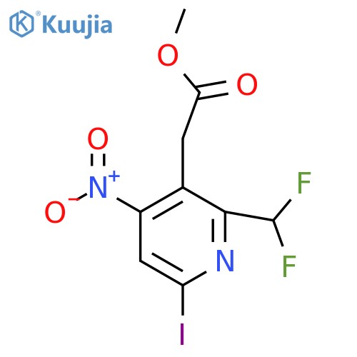 Methyl 2-(difluoromethyl)-6-iodo-4-nitropyridine-3-acetate structure