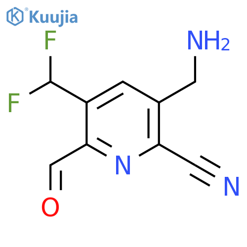 3-(Aminomethyl)-2-cyano-5-(difluoromethyl)pyridine-6-carboxaldehyde structure