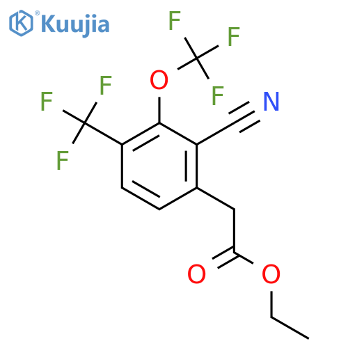 Ethyl 2-cyano-3-trifluoromethoxy-4-(trifluoromethyl)phenylacetate structure