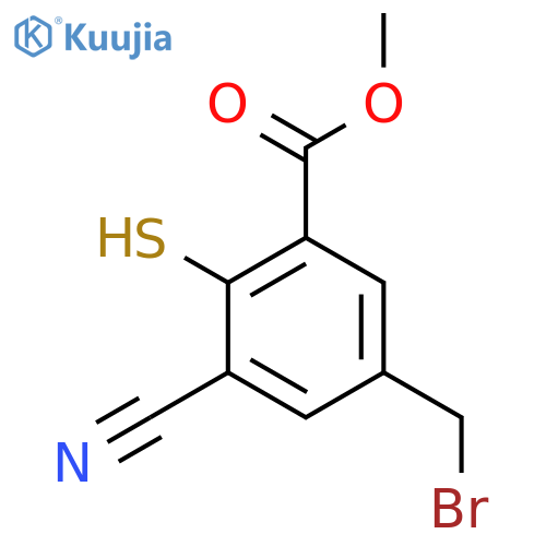 Methyl 5-bromomethyl-3-cyano-2-mercaptobenzoate structure