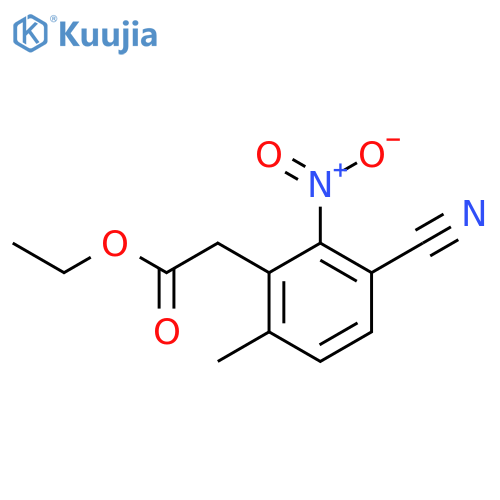 Ethyl 3-cyano-6-methyl-2-nitrophenylacetate structure
