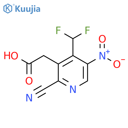 2-Cyano-4-(difluoromethyl)-5-nitropyridine-3-acetic acid structure