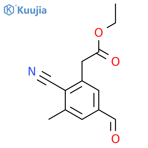 Ethyl 2-cyano-5-formyl-3-methylphenylacetate structure