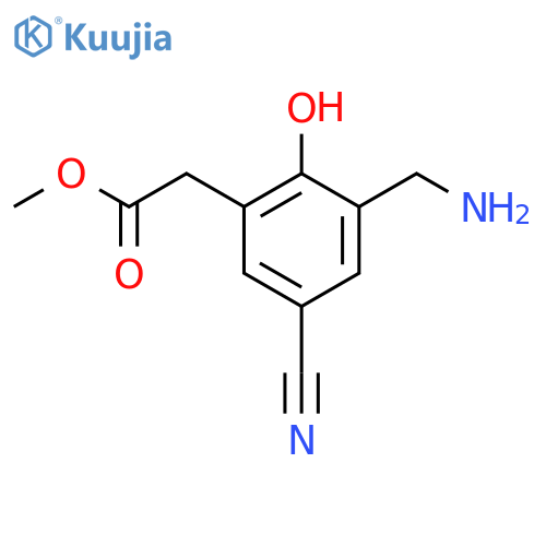 Methyl 3-aminomethyl-5-cyano-2-hydroxyphenylacetate structure