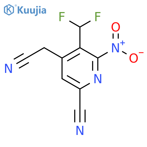 6-Cyano-3-(difluoromethyl)-2-nitropyridine-4-acetonitrile structure