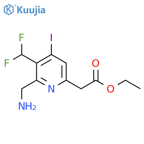 Ethyl 2-(aminomethyl)-3-(difluoromethyl)-4-iodopyridine-6-acetate structure