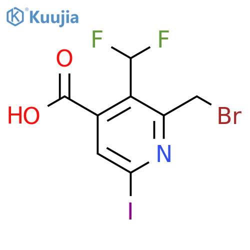 2-(Bromomethyl)-3-(difluoromethyl)-6-iodopyridine-4-carboxylic acid structure