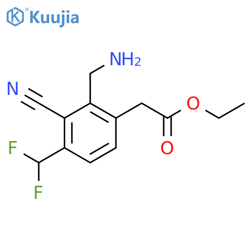 Ethyl 2-aminomethyl-3-cyano-4-(difluoromethyl)phenylacetate structure