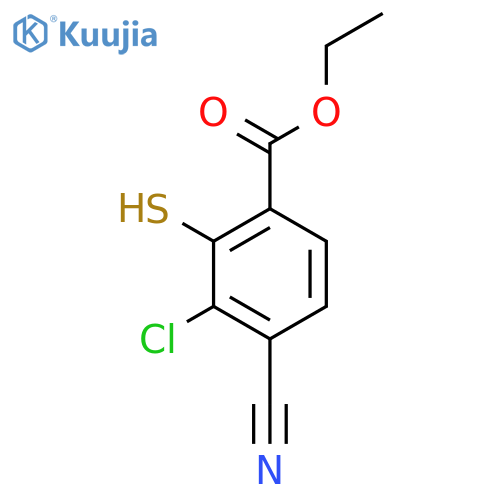 Ethyl 3-chloro-4-cyano-2-mercaptobenzoate structure