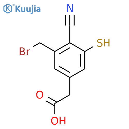 3-Bromomethyl-4-cyano-5-mercaptophenylacetic acid structure