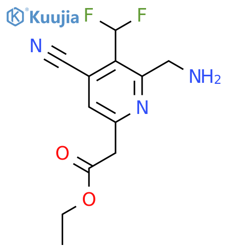 Ethyl 2-(aminomethyl)-4-cyano-3-(difluoromethyl)pyridine-6-acetate structure