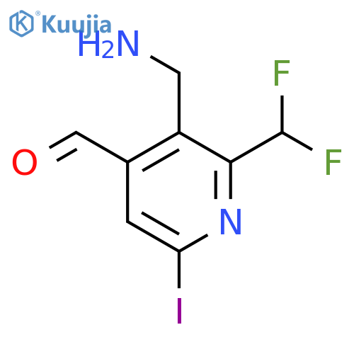 3-(Aminomethyl)-2-(difluoromethyl)-6-iodopyridine-4-carboxaldehyde structure
