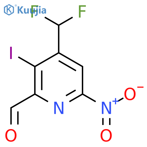 4-(Difluoromethyl)-3-iodo-6-nitropyridine-2-carboxaldehyde structure