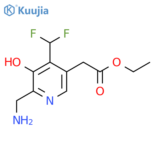 Ethyl 2-(aminomethyl)-4-(difluoromethyl)-3-hydroxypyridine-5-acetate structure