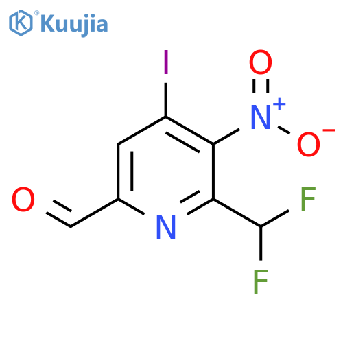2-(Difluoromethyl)-4-iodo-3-nitropyridine-6-carboxaldehyde structure